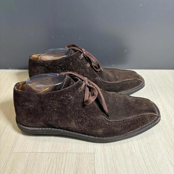 john varvatos Brown Suede Lace Up Moc Ankle Boots Handmade Italy Mens 9.5 Rare main image 7